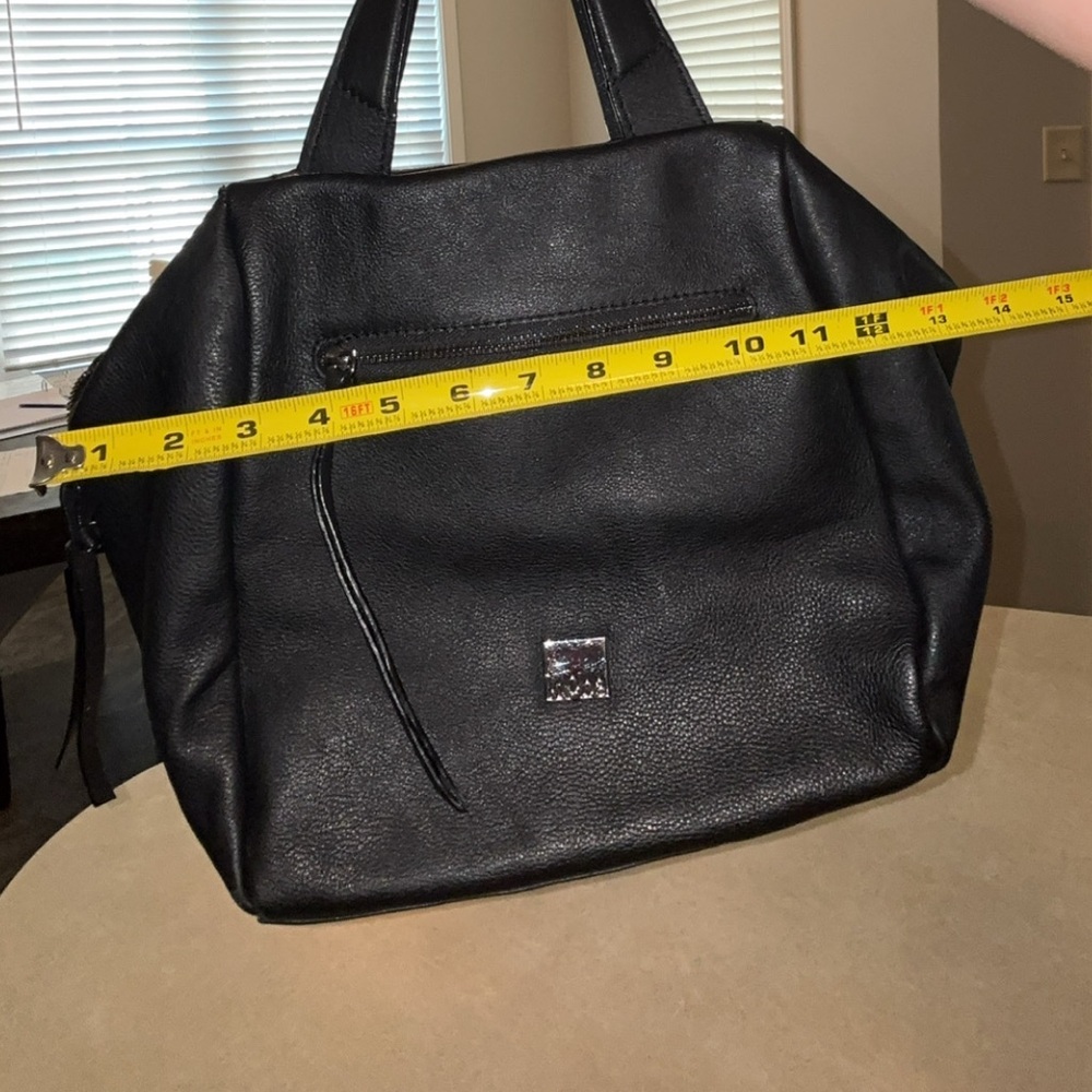 KOOBA BLACK LEATHER PASADENA SATCHEL CROSSBODY PURSE BAG STITCHED BACK - Picture 12 of 12